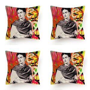 Set of 4 Graffiti Frida Kahlo Indoor/Outdoor Pillow Covers